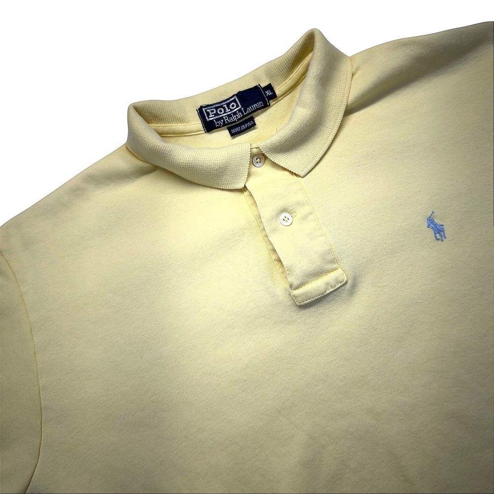 Polo Ralph Lauren Polo Shirt Men XL Vintage 90s Made in USA Classic Fit Yellow